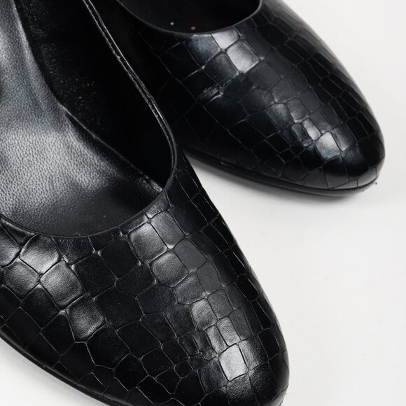Robert Clergerie Black Croc Embossed Heels - Picture 6 of 9